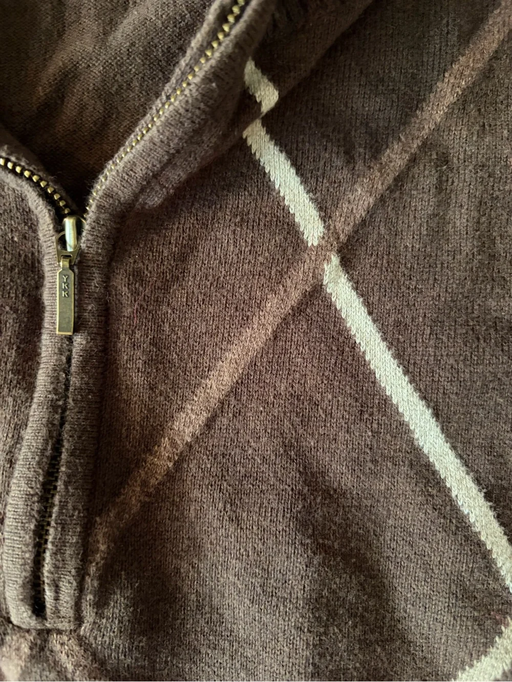 Van Heusen Brown Argyle Half-Zip Sweater